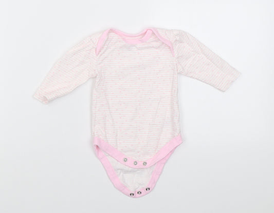 Rene Rofe Girls Pink Striped Cotton Babygrow One-Piece Size 0-3 Months  Button