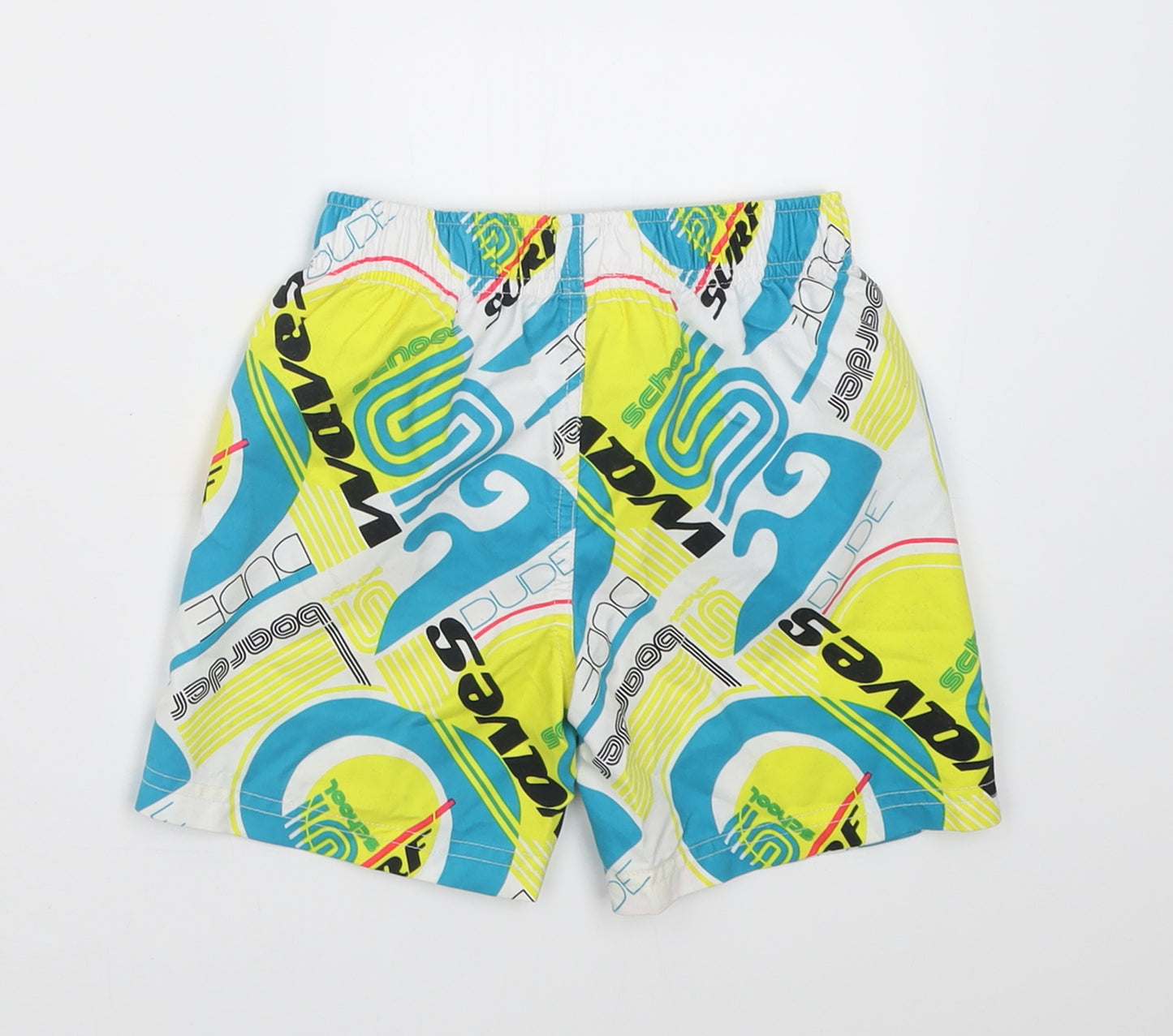 Marks and Spencer Boys Multicoloured Geometric Polyester Sweat Shorts Size 2-3 Years  Regular Tie - Surf