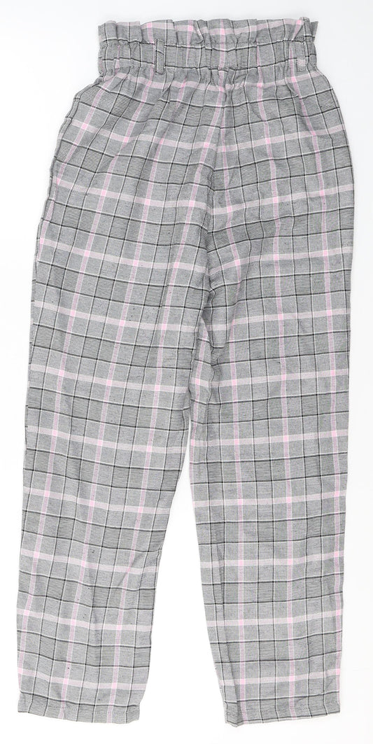 SheIn Girls Grey Plaid Polyester Chino Trousers Size 10 Years  Regular