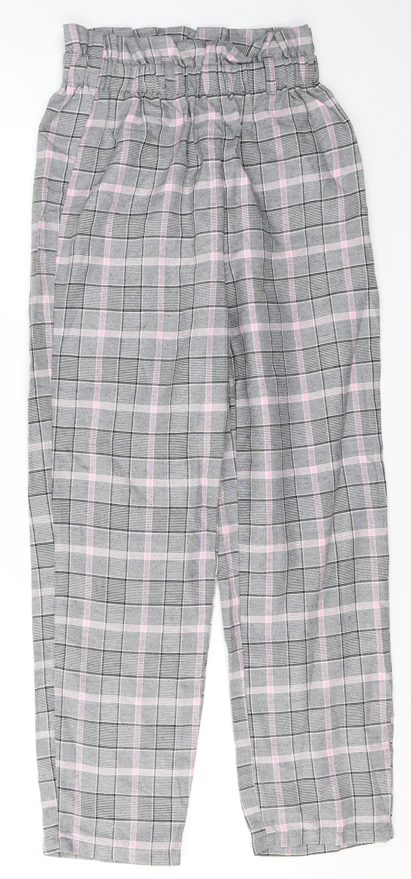 SheIn Girls Grey Plaid Polyester Chino Trousers Size 10 Years  Regular