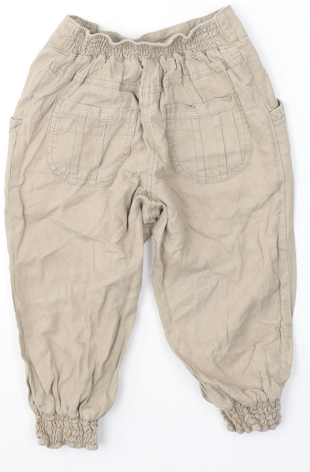 George Girls Beige  Linen Carrot Trousers Size 7-8 Years  Regular  - cropped