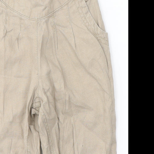 George Girls Beige  Linen Carrot Trousers Size 7-8 Years  Regular  - cropped