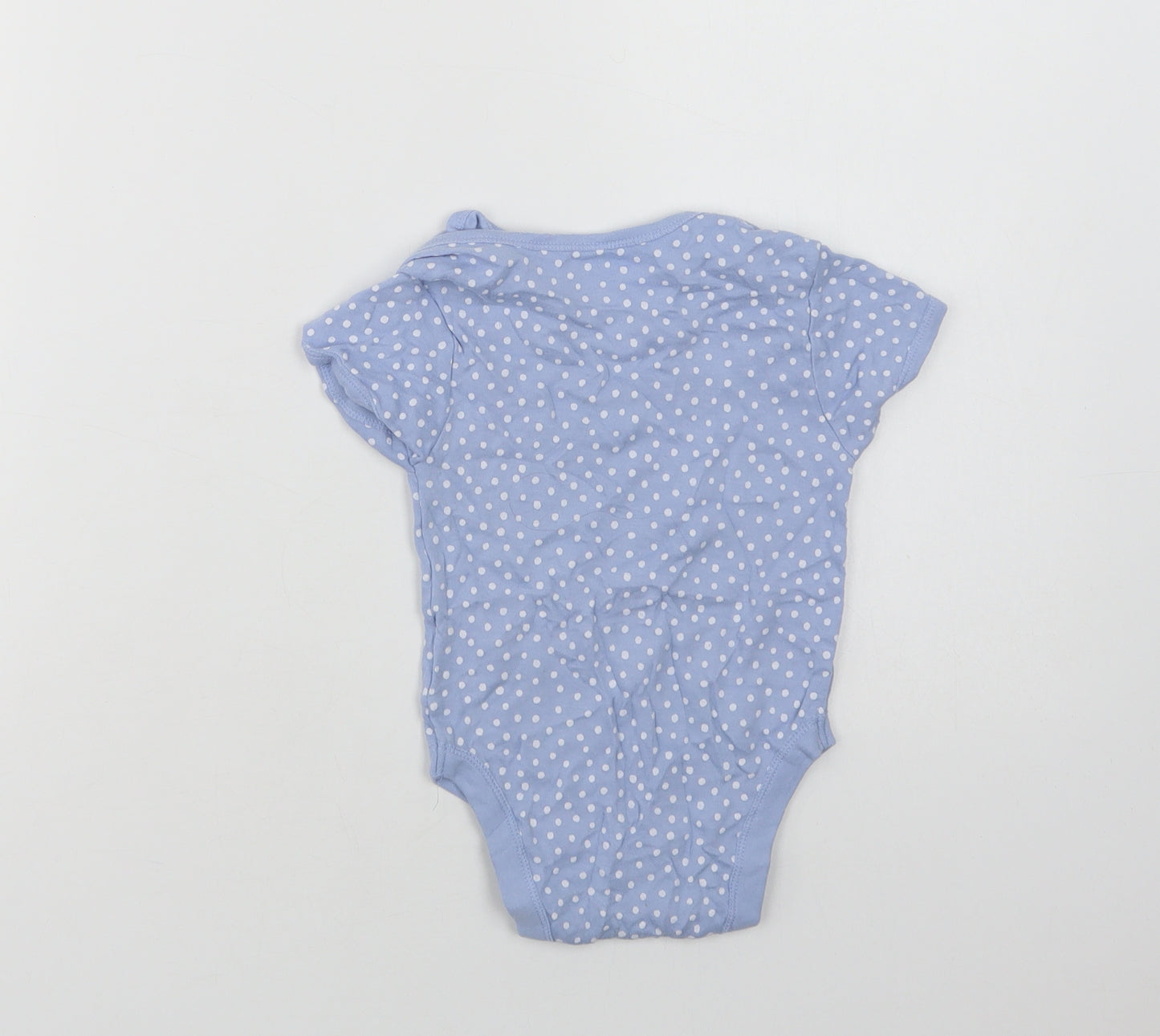 Primark Baby Blue Polka Dot Cotton Romper One-Piece Size 12-18 Months  Snap