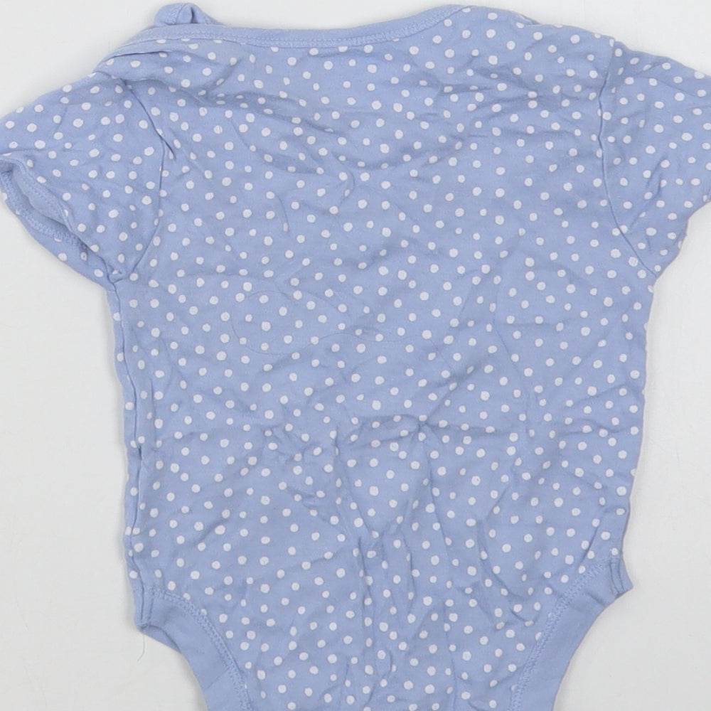 Primark Baby Blue Polka Dot Cotton Romper One-Piece Size 12-18 Months  Snap