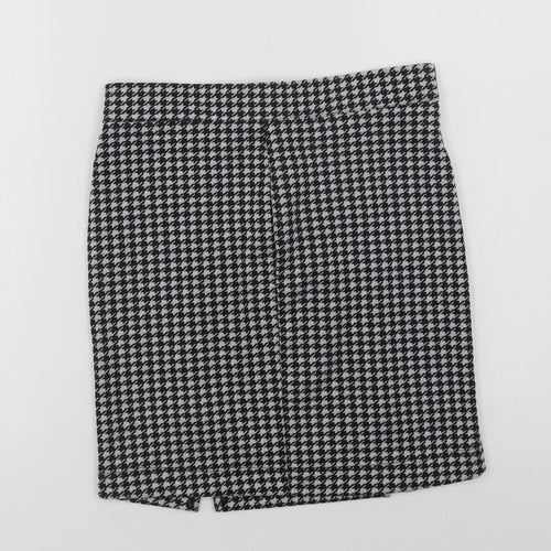 George Girls Black Houndstooth Polyester Straight & Pencil Skirt Size 11-12 Years  Regular Zip