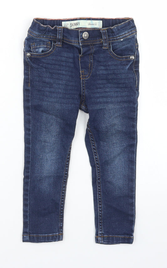 Denim Co Girls Blue  Cotton Skinny Jeans Size 2-3 Years  Regular Snap