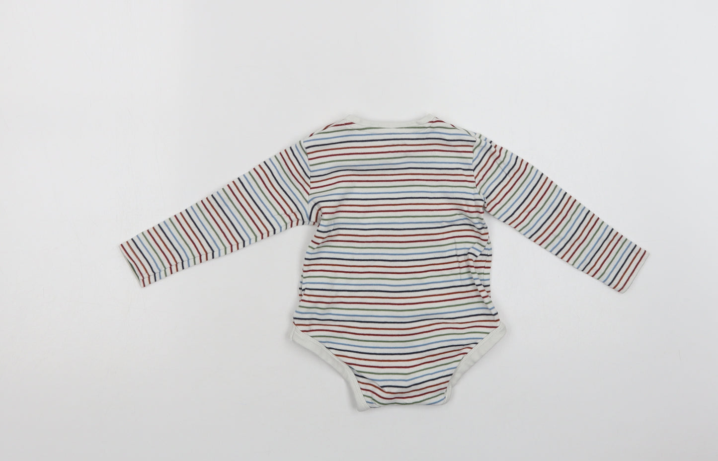 F&F Baby White Striped Cotton Babygrow One-Piece Size 12-18 Months  Snap