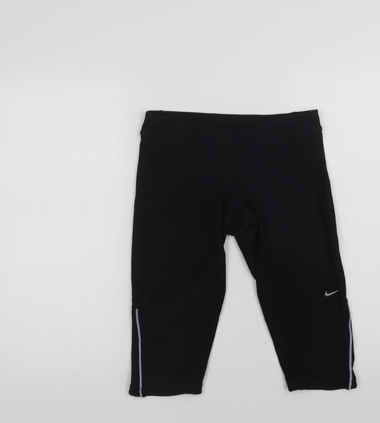 Nike Womens Black  Polyester Compression Shorts Size S L15 in Regular Drawstring