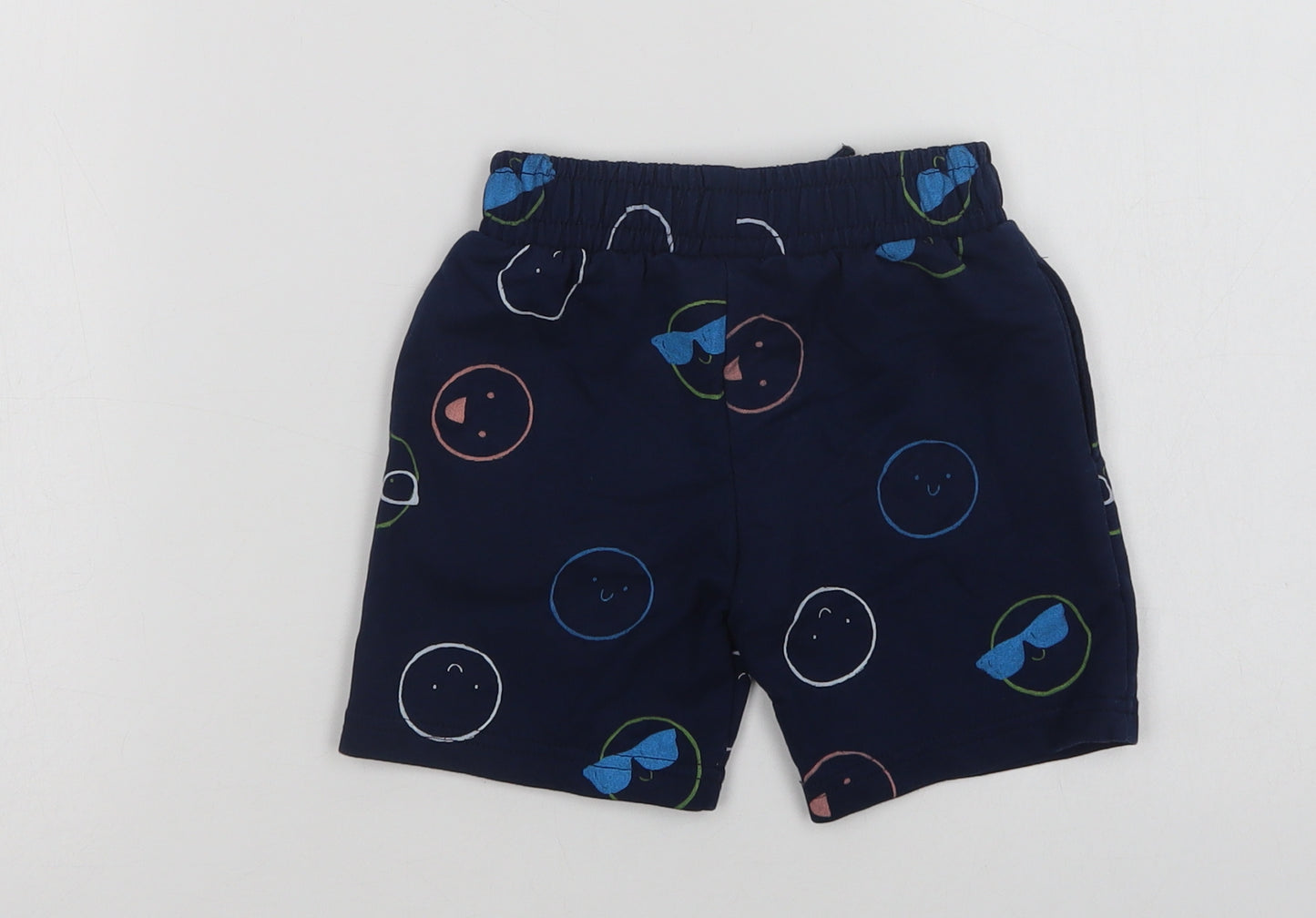 Dunnes Stores Boys Blue Geometric Cotton Sweat Shorts Size 2-3 Years  Regular Drawstring