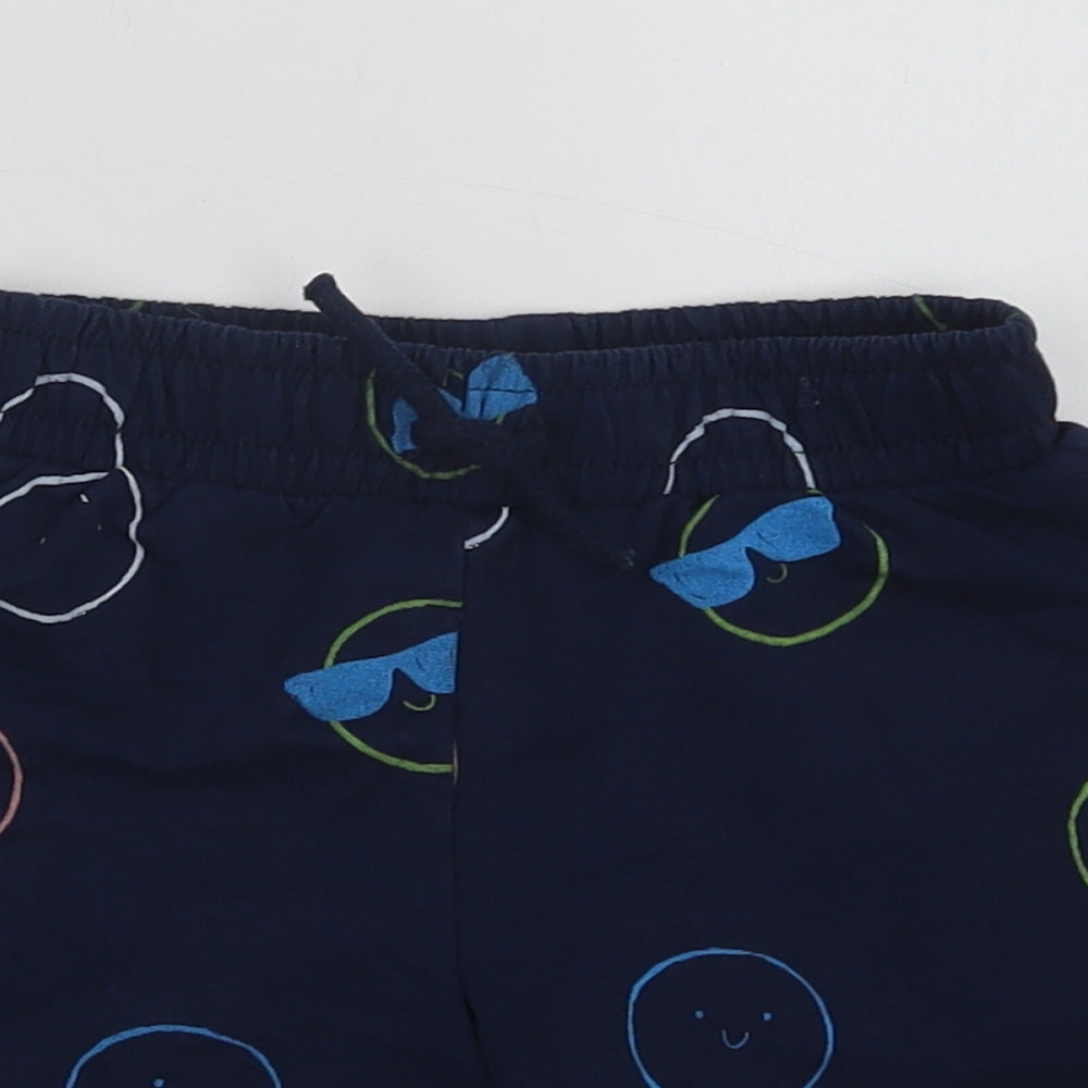 Dunnes Stores Boys Blue Geometric Cotton Sweat Shorts Size 2-3 Years  Regular Drawstring