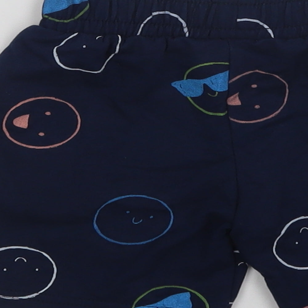 Dunnes Stores Boys Blue Geometric Cotton Sweat Shorts Size 2-3 Years  Regular Drawstring