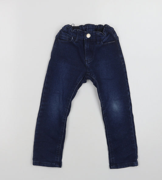 Lupilu Girls Blue  Cotton Skinny Jeans Size 4 Years  Regular Hook & Loop