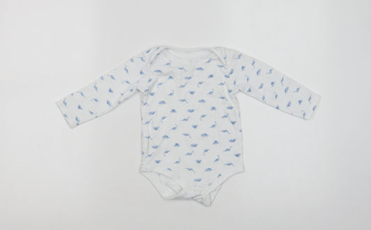 TU Baby White Geometric Cotton Babygrow One-Piece Size 12-18 Months  Snap - Dinosaur Print