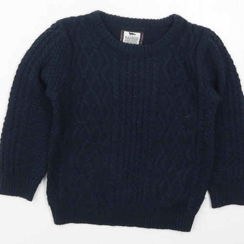 Primark Boys Blue Round Neck  Acrylic Pullover Jumper Size 6-7 Years  Pullover
