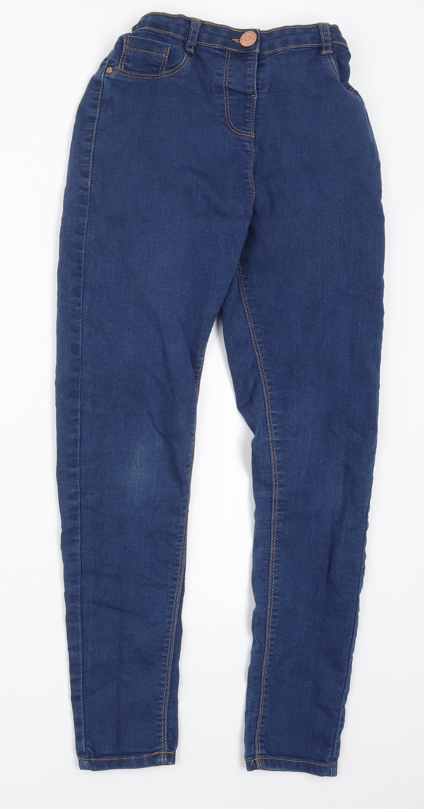 Dunnes Girls Blue  Cotton Skinny Jeans Size 11 Years  Regular Button