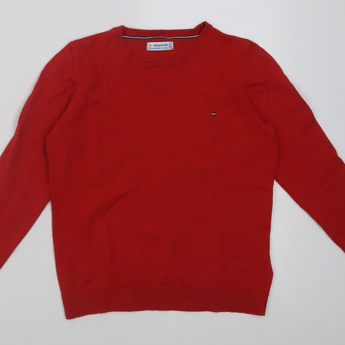 Mayoral Boys Red Crew Neck  Cotton Pullover Jumper Size 9 Years  Pullover