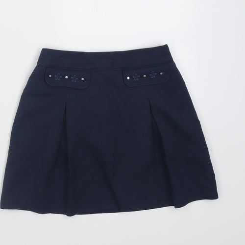 Marks and Spencer Girls Blue  Polyester A-Line Skirt Size 4-5 Years  Regular Pull On - School Wear
