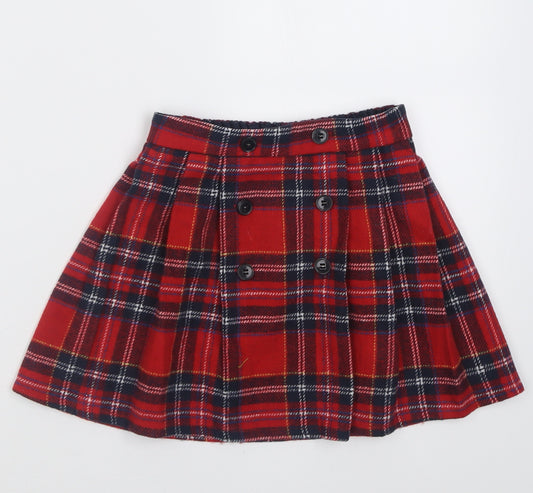 TU Girls Red Check Acrylic A-Line Skirt Size 3-4 Years  Regular Pull On