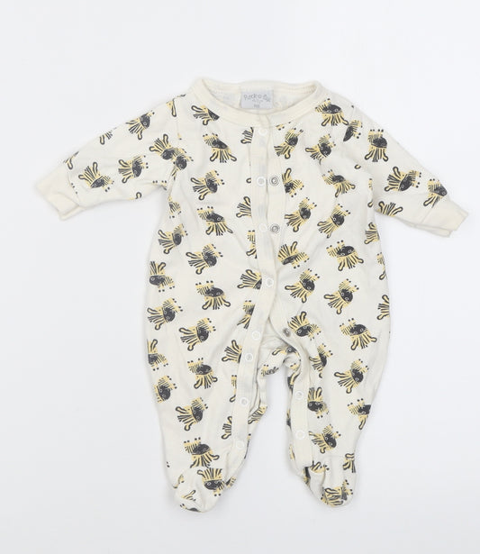 Rockabye-Baby Baby White Geometric Cotton Babygrow One-Piece Size Newborn  Button