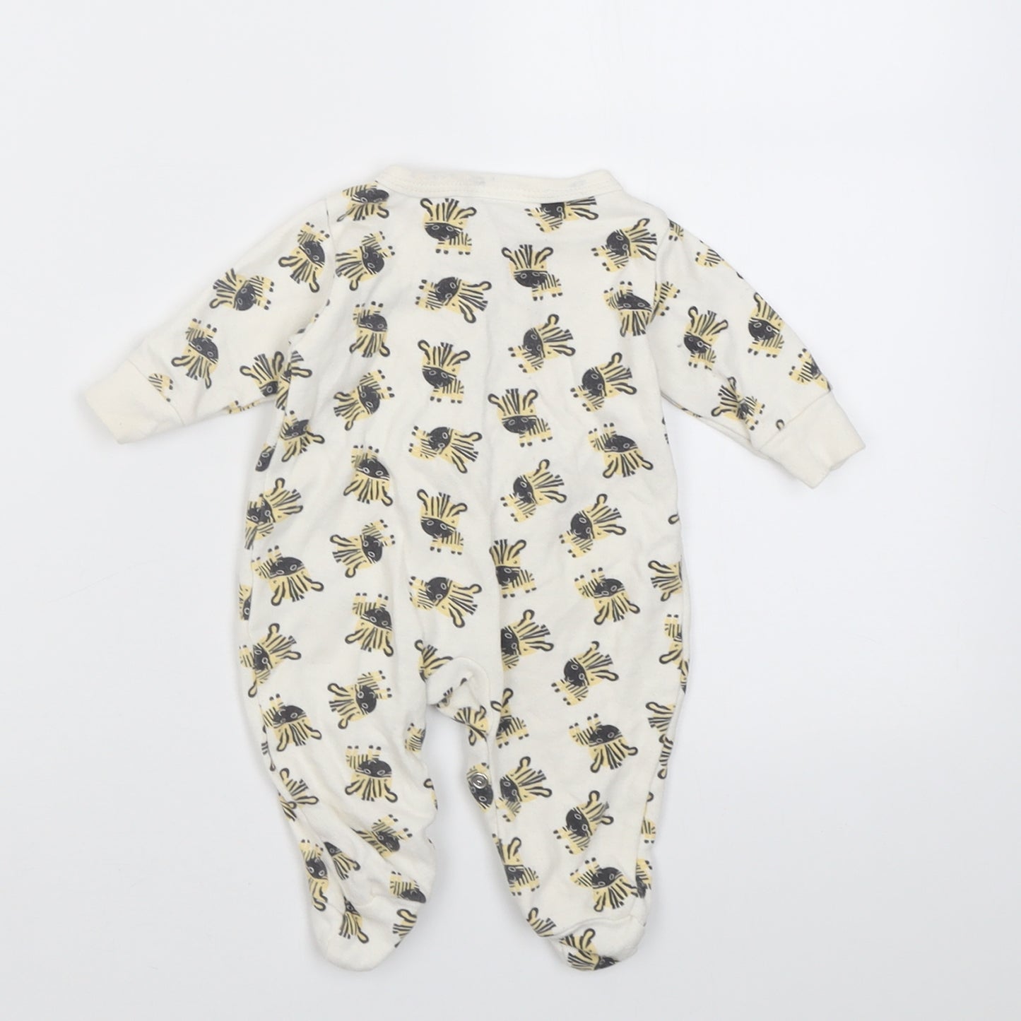 Rockabye-Baby Baby White Geometric Cotton Babygrow One-Piece Size Newborn  Button