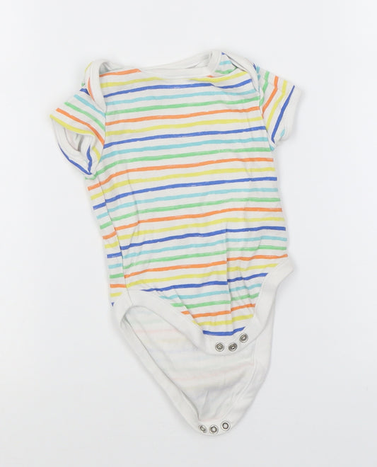 Primark Baby Multicoloured Striped Cotton Babygrow One-Piece Size 3-6 Months  Button