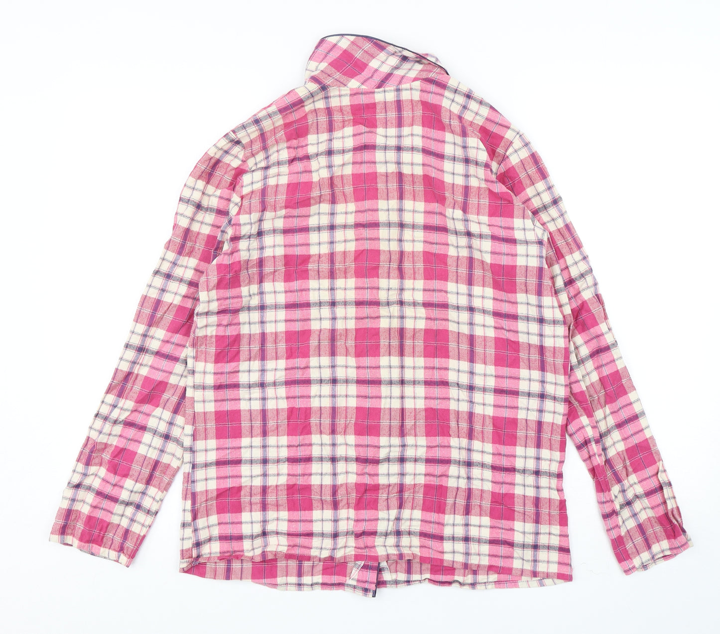 Marks and Spencer Womens Pink Plaid Cotton Top Pyjama Top Size 12  Button