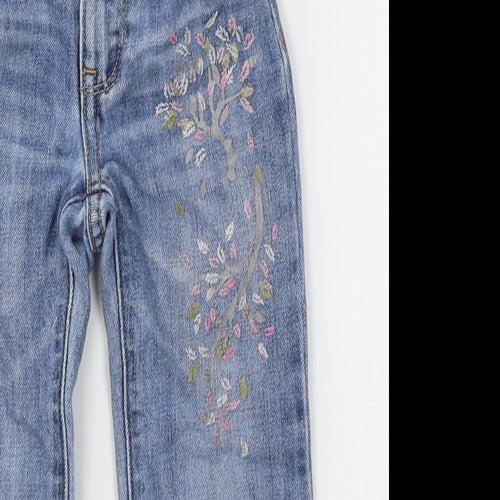 Gap Girls Blue Floral Cotton Flared Jeans Size 3 Years  Regular