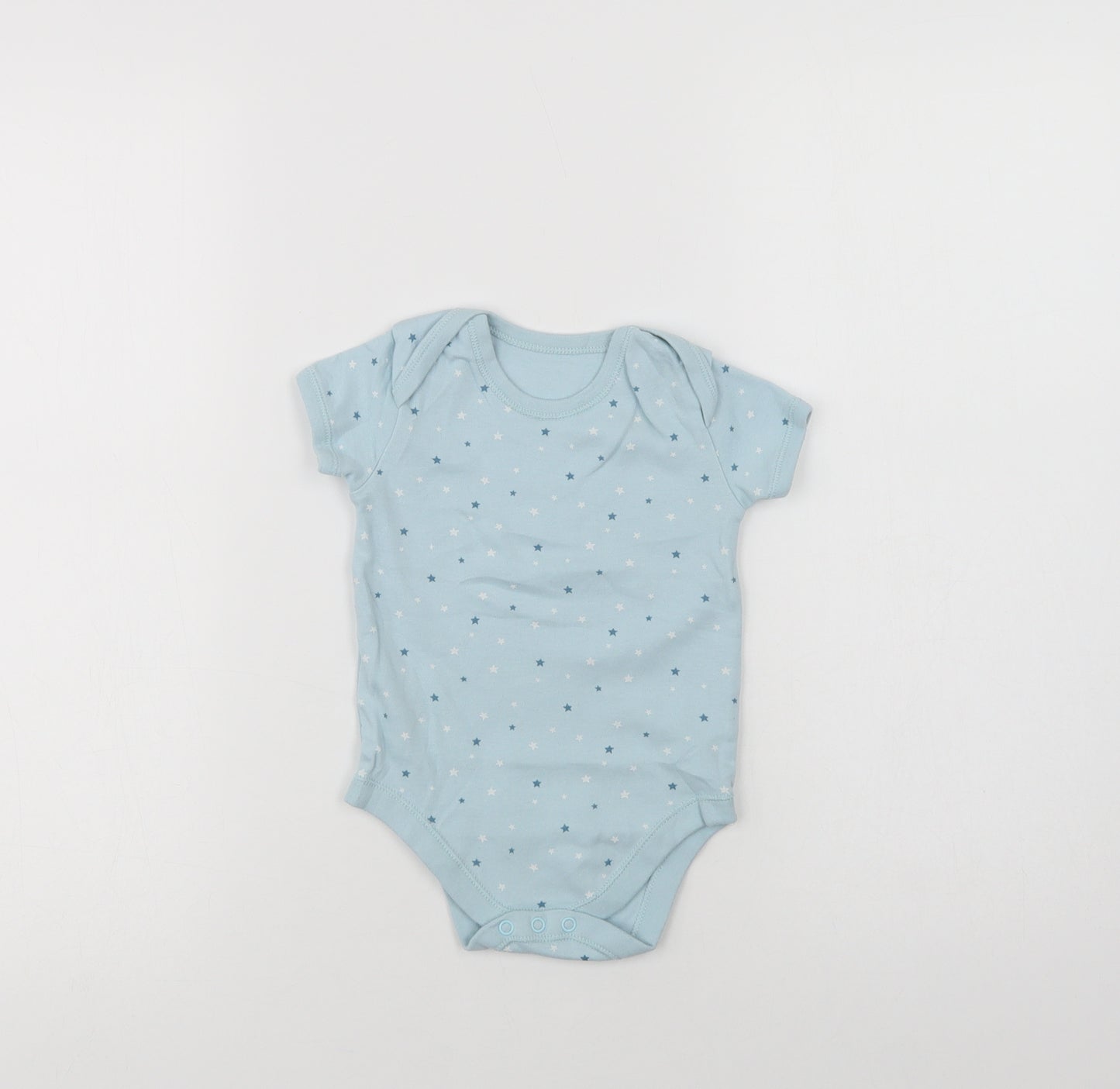 Matalan Baby Blue Geometric Cotton Babygrow One-Piece Size 12-18 Months  Snap - Star Print