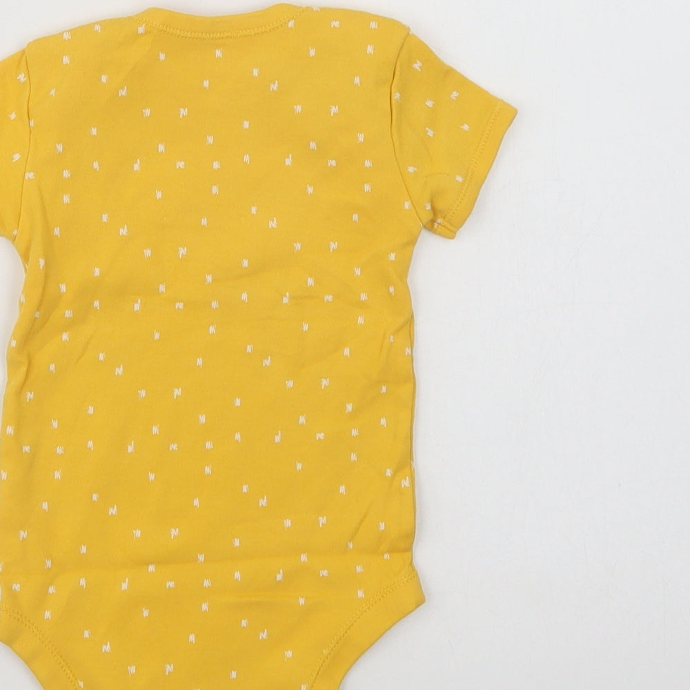 Matalan Baby Yellow Geometric Cotton Babygrow One-Piece Size 12-18 Months  Snap