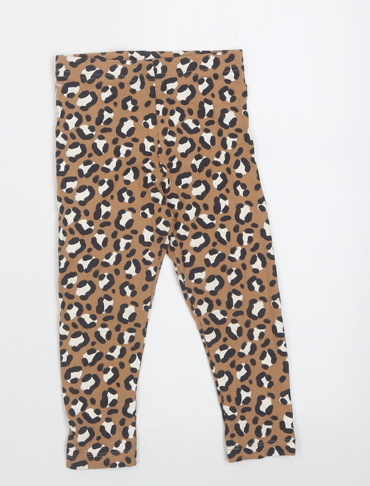 George Girls Brown Animal Print Cotton Capri Trousers Size 2-3 Years  Regular Pullover