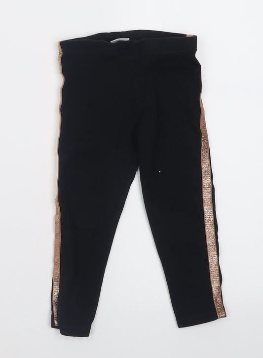 F&F Girls Black Striped Cotton Capri Trousers Size 2-3 Years  Regular Pullover