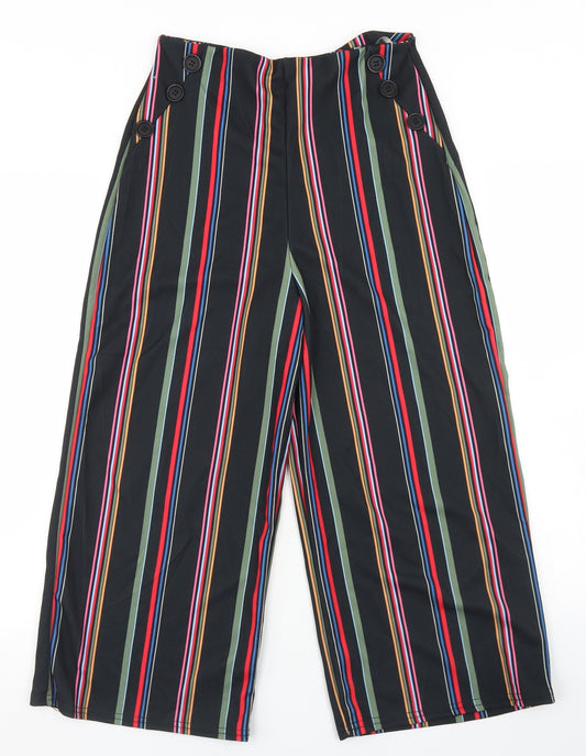 915 Generation Girls Black Striped Polyester Cropped Trousers Size 14-15 Years  Regular