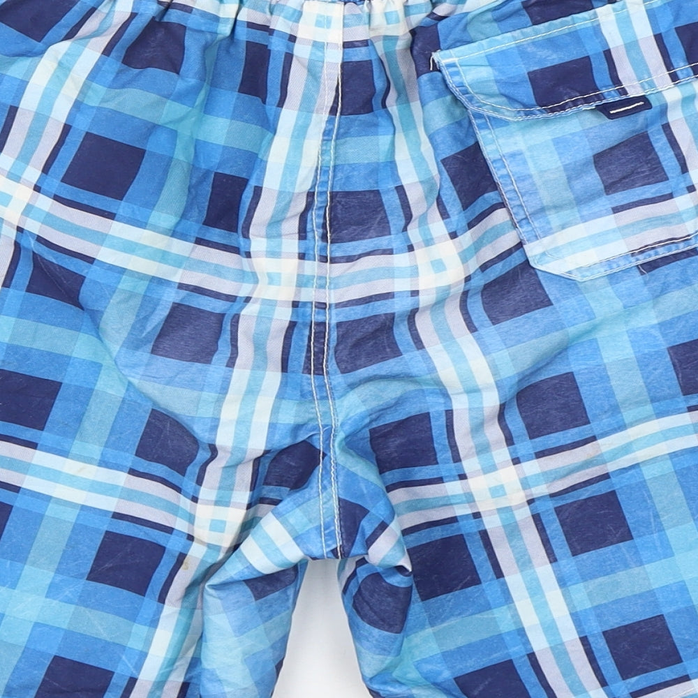 Atlantic Bay Mens Blue Check Polyester Bermuda Shorts Size M L9 in Regular Drawstring