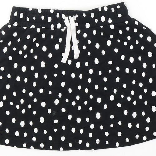 George Girls Black Polka Dot Cotton Mini Skirt Size 7-8 Years  Regular