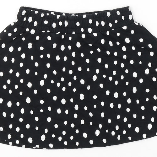 George Girls Black Polka Dot Cotton Mini Skirt Size 7-8 Years  Regular