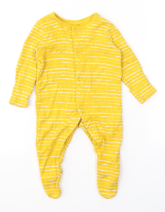 George Baby Yellow Striped Cotton Babygrow One-Piece Size 0-3 Months  Button