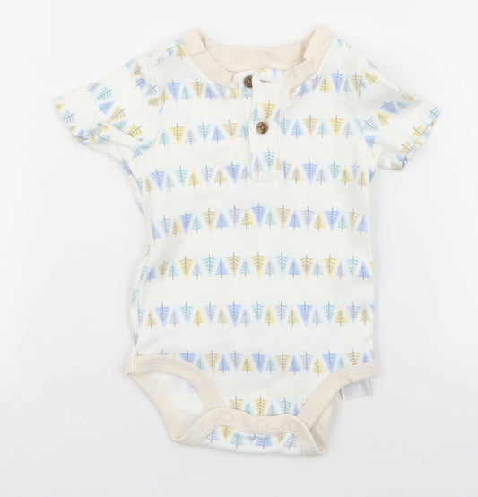Disney Baby Baby White Geometric 100% Cotton Babygrow One-Piece Size 3-6 Months  Snap - Winnie the pooh