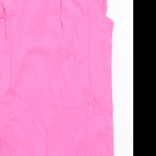 F&F Girls Pink  100% Cotton Romper One-Piece Size 3-6 Months  Snap - new to the crew