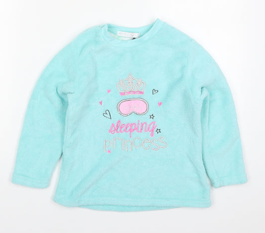 B&M Girls Blue Solid Polyester Top Pyjama Top Size 6-7 Years  Pullover - Sleeping Princess
