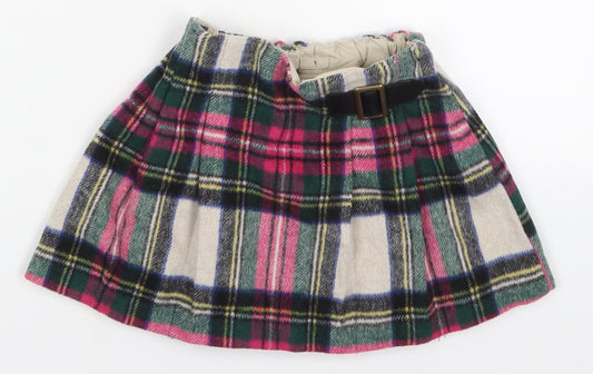 NEXT Girls Pink Check Polyester Skater Skirt Size 2-3 Years  Regular  - Green