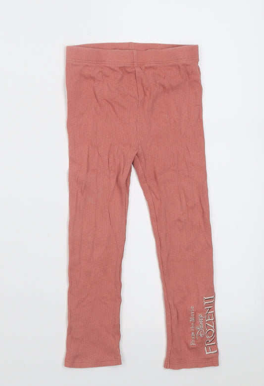 George Girls Pink  Cotton Capri Trousers Size 2-3 Years  Regular Tie - Frozen