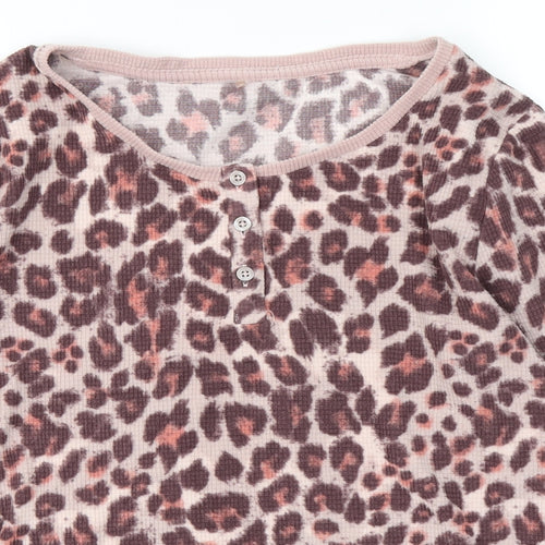 George Womens Pink Animal Print Polyester Top Pyjama Top Size 12  Button