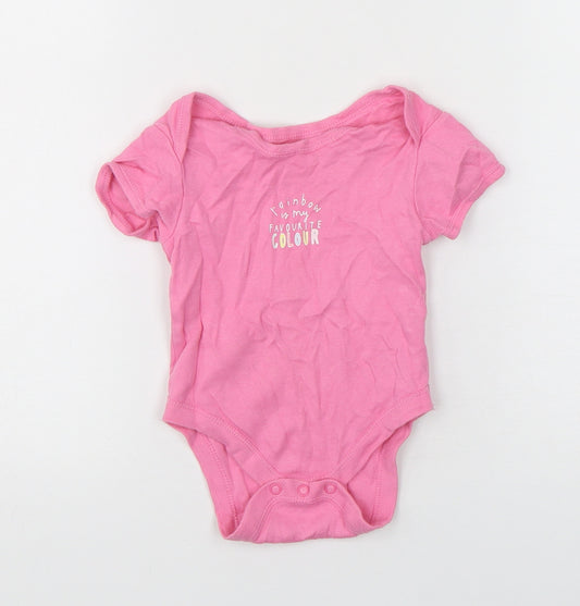 Primark Girls Pink  Cotton Babygrow One-Piece Size 6-9 Months  Snap