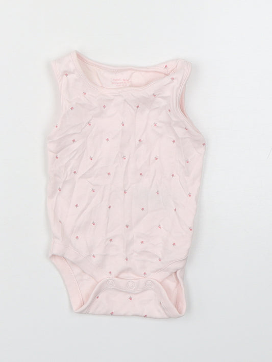 NEXT Girls Pink Floral Cotton Babygrow One-Piece Size 3-6 Months  Snap