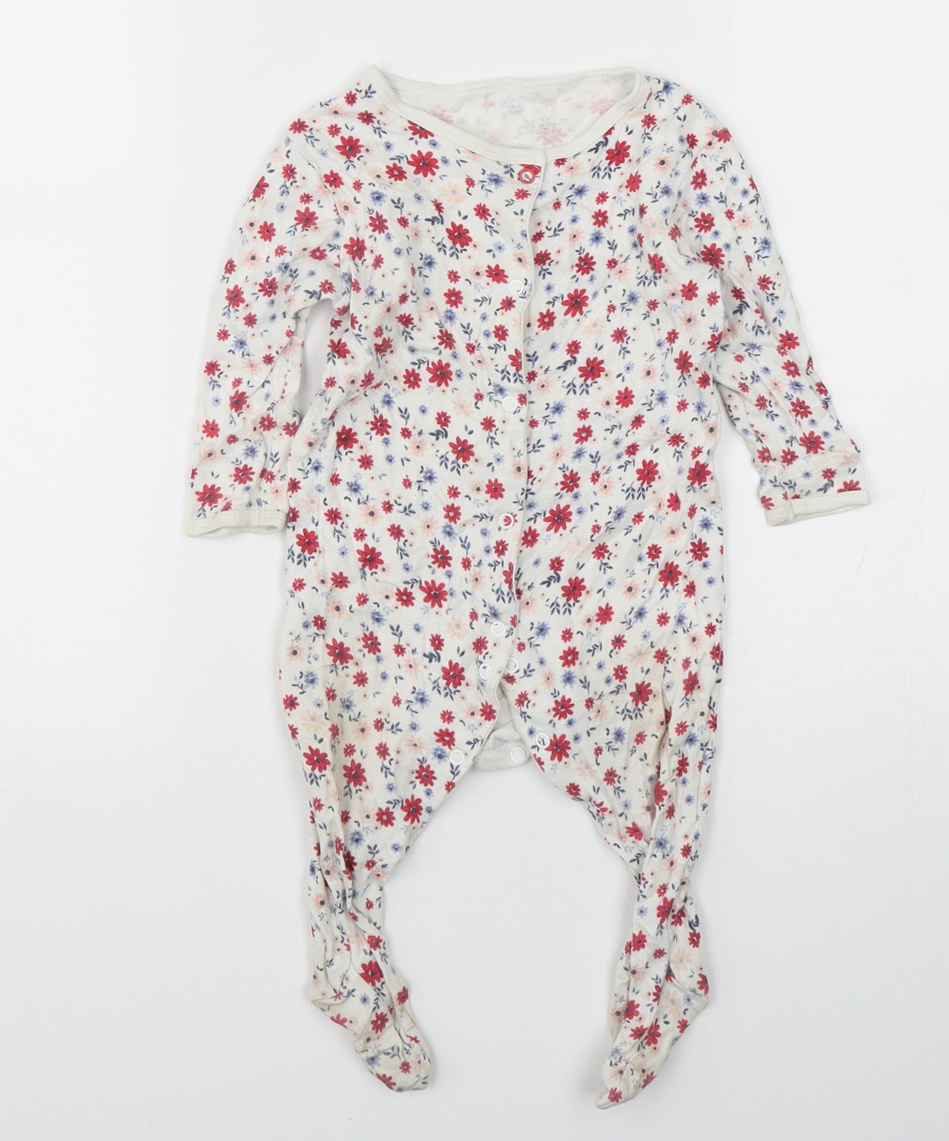 Primark Girls Multicoloured Floral Cotton Babygrow One-Piece Size 6-9 Months  Snap