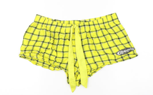 Primark Womens Yellow Check Cotton  Sleep Shorts Size 12   - Clueless