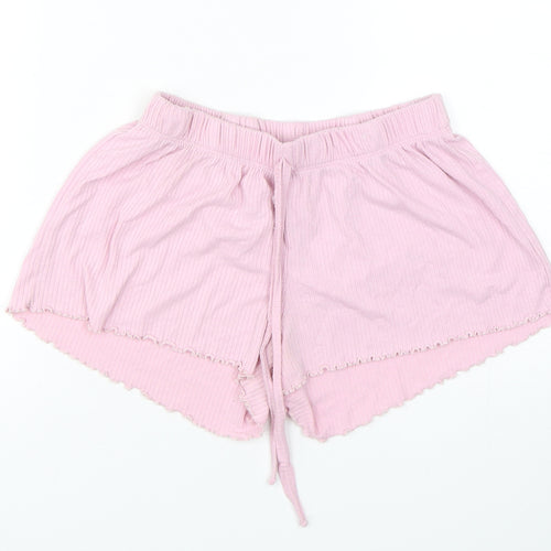 Love To Lounge Womens Pink Solid Polyester  Sleep Shorts Size 6