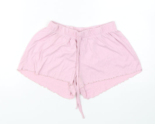 Love To Lounge Womens Pink Solid Polyester  Sleep Shorts Size 6