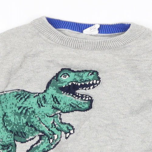 Gap Boys Grey Round Neck  Polyester Pullover Jumper Size 5 Years  Pullover - Dinosaur