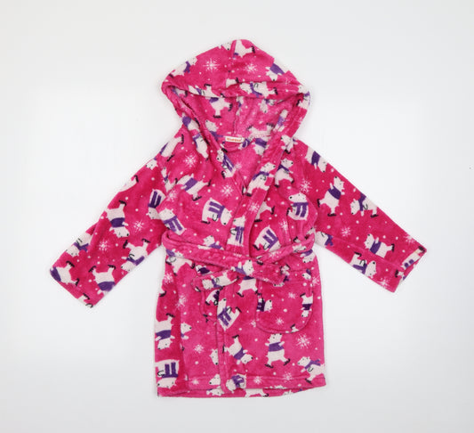 Blue Zoo Girls Pink Animal Print Polyester Top Robe Size 3-4 Years   - Polarbear